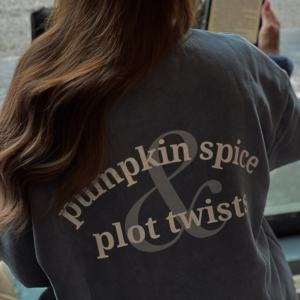 Pumpkin Spice & Plot Twists Vintage Wash Fleece Sweatshirt